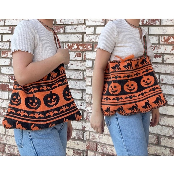 Handcrafted | Upcycled Halloween Reversible Tapestry Crossbody Shoulder Bag - Picture 2 of 8